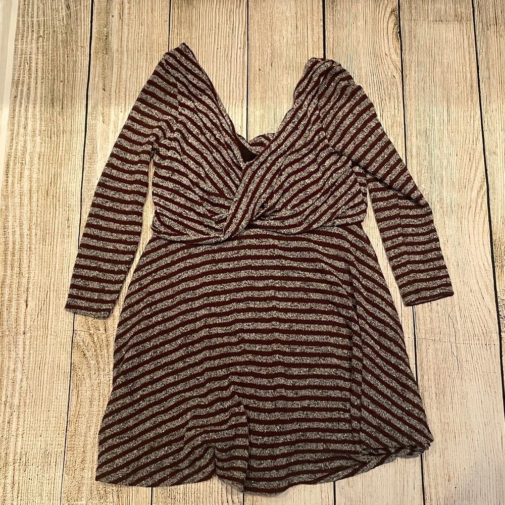 Free People grey and maroon striped top